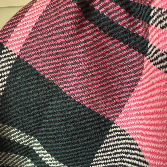 NWT Talbots Pink White Navy & Green Plaid Blanket Scarf Approx 29x76 Never Worn - Picture 4 of 6